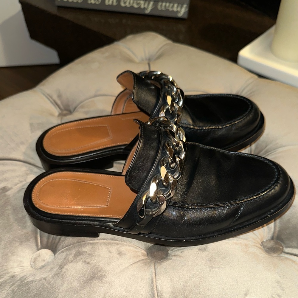 Givenchy Leather Mules with Chain Size 7 1/2
